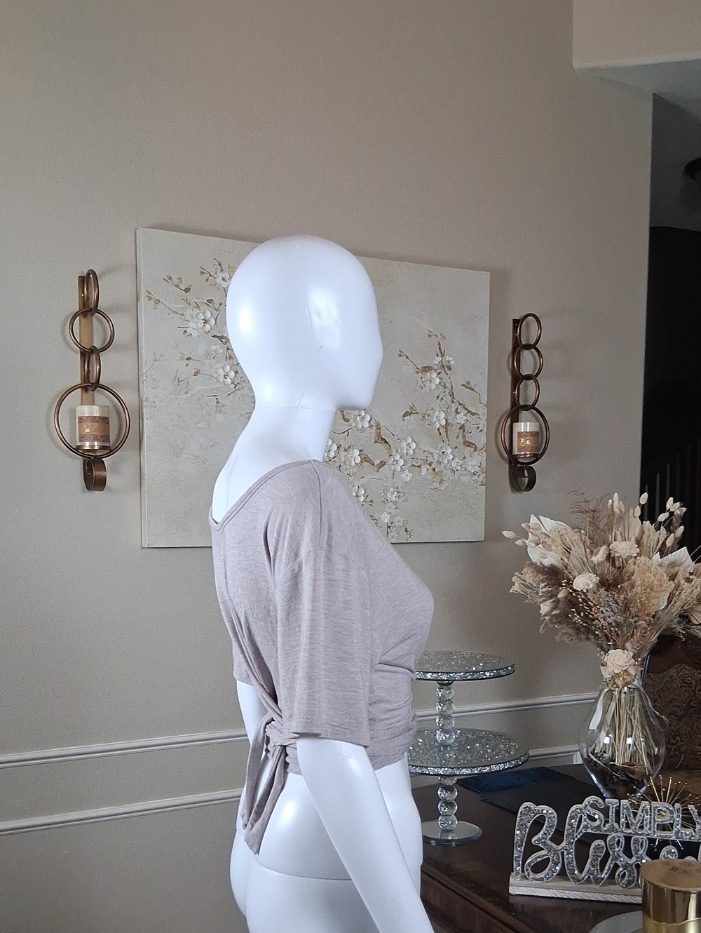 Victoria's Secret Women's Knot-Front Wrap Short Sleeve Top in Light Gray Medium - Picture 10 of 14